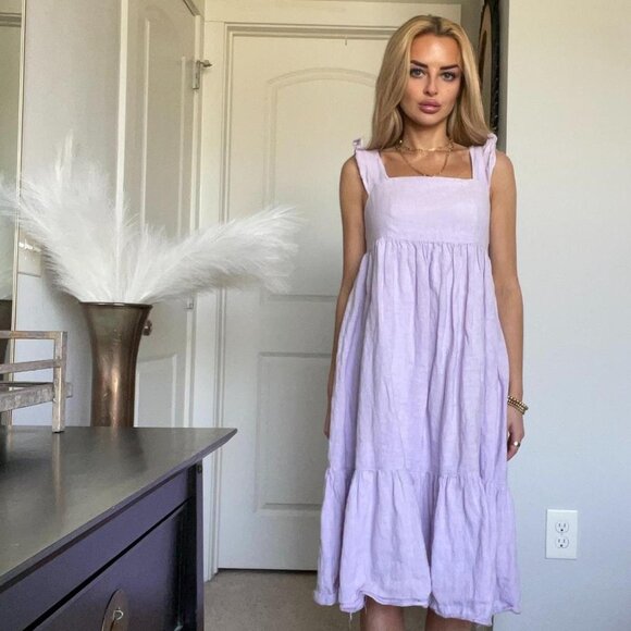 Lavender Ruffle Midi Dress - Picture 4 of 4